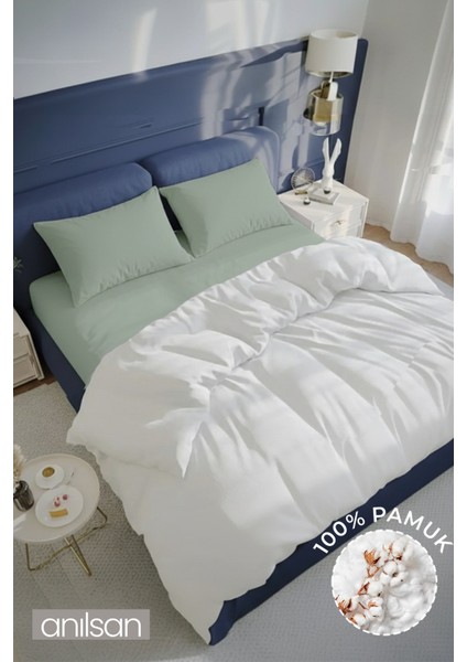 Düz Mint Yeşili Çift Kişilik Ranforce Çarşaf Seti %100 Pamuk (Çarşaf+Yastık Kılıfı) fırsatları