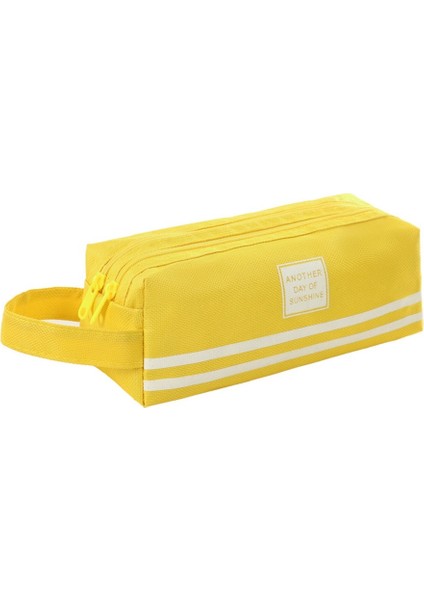 Çift Katmanlı Oxford Kumaş Kalem Kutusu Kore Tarzı Basit Büyük Kapasiteli Çift Çekmeli Kalem Kutusu Ilkokul Öğrencisi Taşınabilir Fermuarlı Taşınabilir Kırtasiye Çantası Sarı (Yurt Dışından)