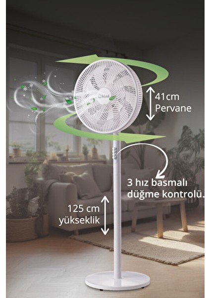 Ultra Sessiz Ayaklı Vantilatör 9 Kollu Pervane ile Geniş Hava Dağıtımı fırsatları
