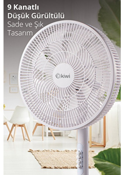 Ultra Sessiz Ayaklı Vantilatör 9 Kollu Pervane ile Geniş Hava Dağıtımı