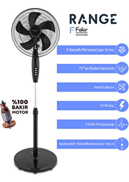 Home Sf 1655 Vantilatör 55 W Güçte Ayarlanabilir Eğim ve Yükseklik Özelliği modelleri
