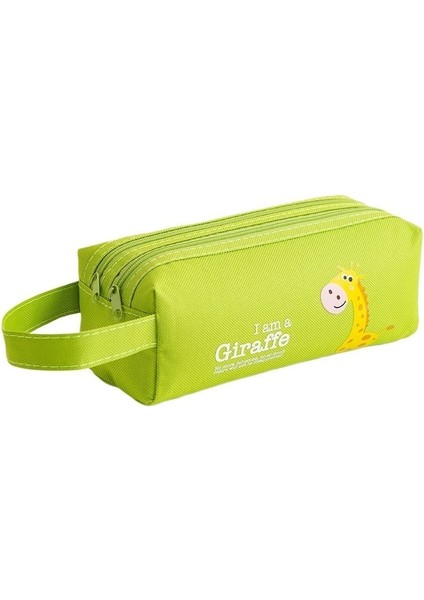 Japon ve Kore Taşınabilir Çizgi Film Kalem Kutusu Büyük Kapasiteli Kumaş Kırtasiye Çantası Sevimli Saklama Çantası Kadın Yeşil Zürafa (Yurt Dışından)