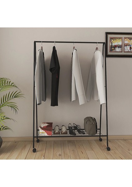 Tekerlekli Oval Askılık Ayaklı Askılık Konfeksiyon Butik Askılık