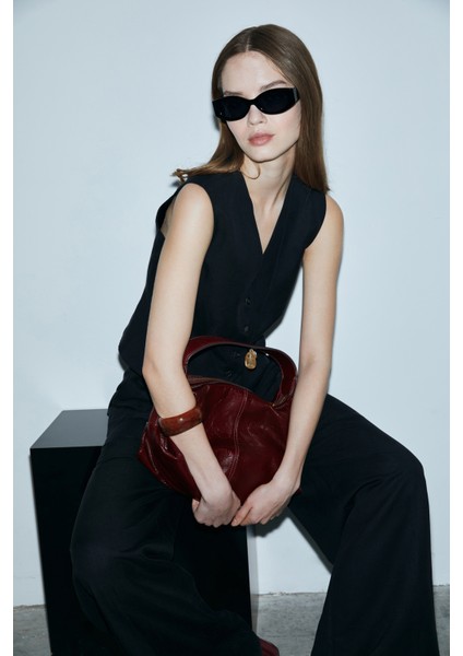 Bloom Kadın Lyocell Karışımlı Keten Yelek Siyah