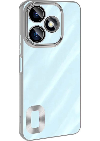 Xiaomi Redmi 13 4g Uyumlu Kılıf Logo Gösteren Kamera Korumalı Silikon Gümüş