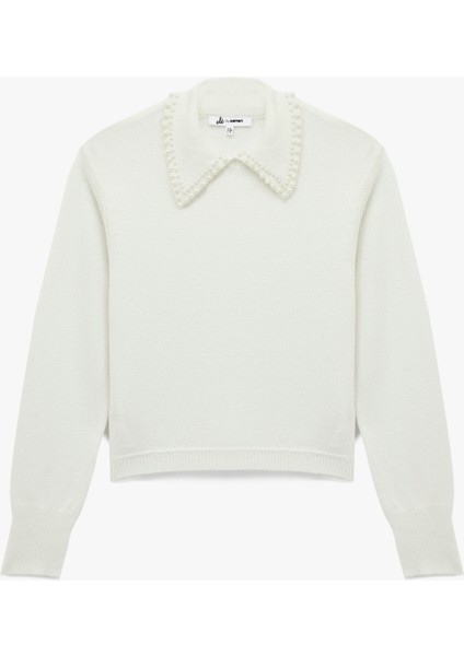 Inci Detaylı Bebe Yaka Uzun Kollu Triko Kazak