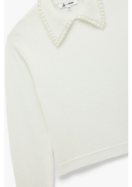 Inci Detaylı Bebe Yaka Uzun Kollu Triko Kazak modelleri