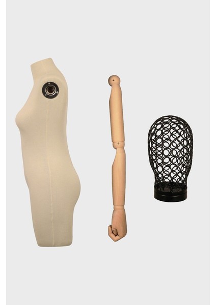 46 Beden Tel Kafalı Ahşap Kollu Pantolon Giyebilen Terzi Mankeni Vitrin Mankeni