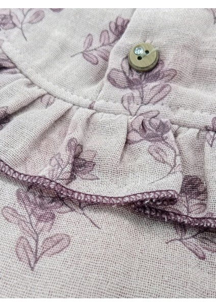 Fırfır Detaylı Dijital Baskılı %100 Pamuk Müslin Kumaş Bebek ve Çocuk Kız Ikili Takım modelleri