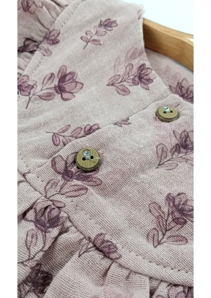 Fırfır Detaylı Dijital Baskılı %100 Pamuk Müslin Kumaş Bebek ve Çocuk Kız Ikili Takım indirimleri