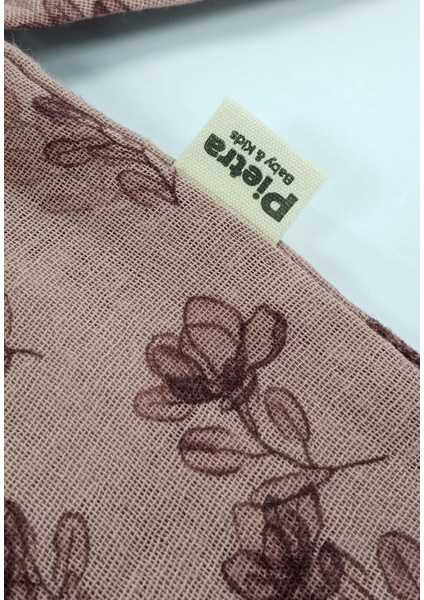 Fırfır Detaylı Dijital Baskılı %100 Pamuk Müslin Kumaş Bebek ve Çocuk Kız Ikili Takım