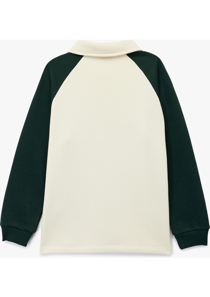 Uzun Kollu Polo Yaka Nakışlı Sweatshirt fiyatları