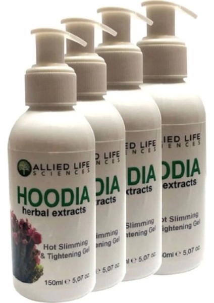 Allied Life Sciences Hoodia Herbal Extracts Hot Slimming & Tightening Gel 150 ml x 4 Adet
