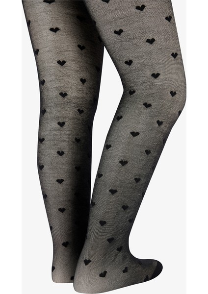 Pretty Mini Heart Siyah Külotlu Çorap