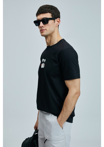 Zany Modern Grafik T- Shirt Siyah