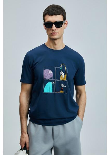 Funky Modern Grafik T- Shirt Siyah