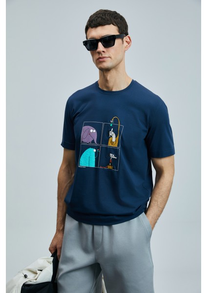 Funky Modern Grafik T- Shirt Siyah