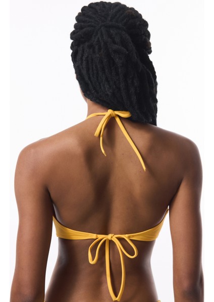 Sarı Reverse V Kesim Bikini Üstü