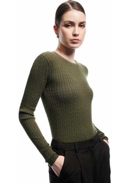 Uzun Kollu Bisiklet Yaka Saç Örgü Triko Kazak fiyatları