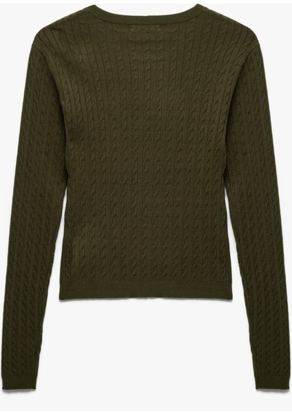 Uzun Kollu Bisiklet Yaka Saç Örgü Triko Kazak fırsatları