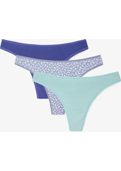 Cherry Bloom Çiçekli Düşük Bel 3'lü Tanga Külot