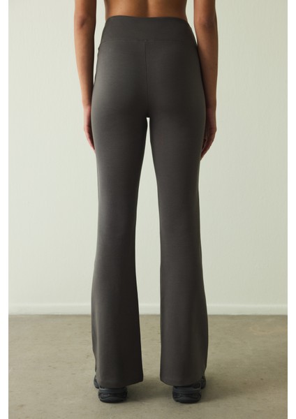 Antrasit Easy Yüksek Bel Ispanyol Paça Pantolon