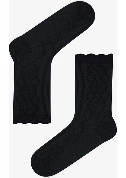 5 Çift Pamuklu Jakar Desenli Soket Çorap