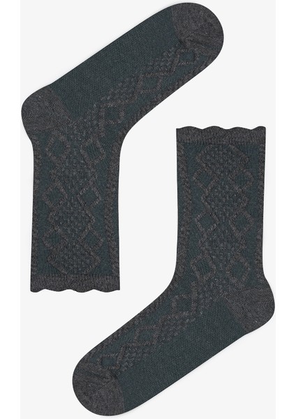 5 Çift Pamuklu Jakar Desenli Soket Çorap