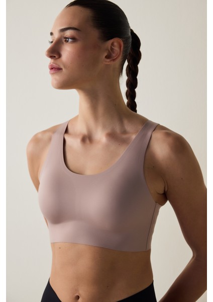 #İzbırakmaz Açık Kahve Orta Destek Zero Feel Bra Spor Sütyeni