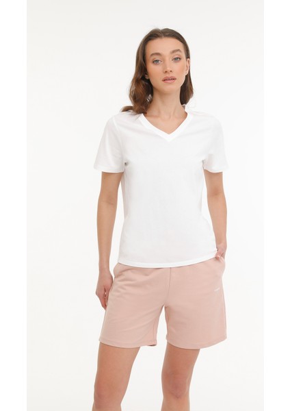 Wb V Neck 11SN227 4fx Beyaz Kadın Kısa Kol T-Shirt