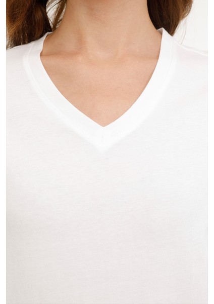 Wb V Neck 11SN227 4fx Beyaz Kadın Kısa Kol T-Shirt