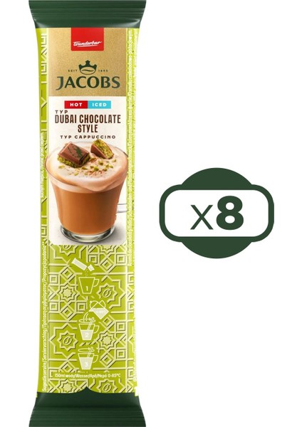 Dubai Çikolatalı Cappuccino 19,5 gr 8 Li Kutu fiyatları