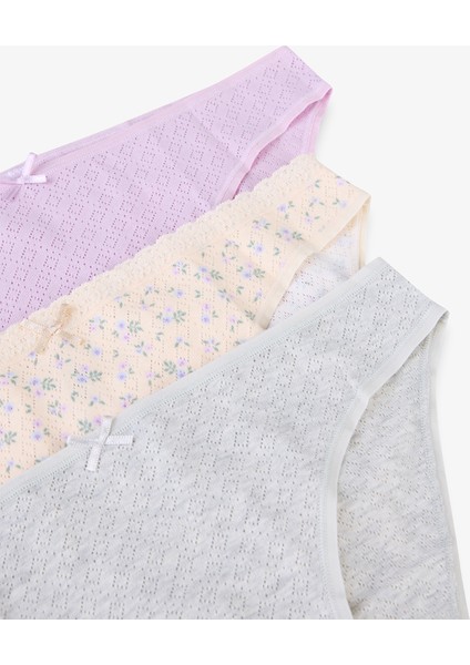 Lavender Day Pamuklu 3lü Pointel Çok Renkli Slip Külot