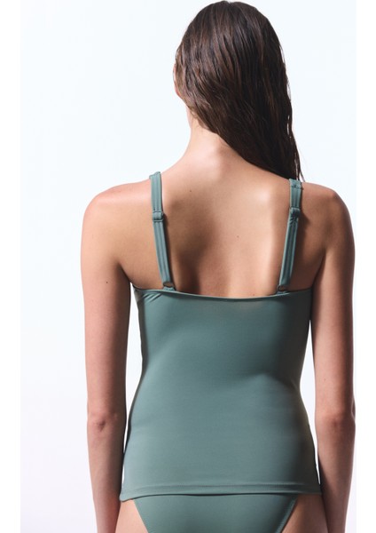 Haki Büzgülü Bikini Üstü