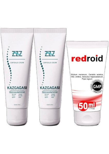 Kaz Gagası Kremi 2X100 ml Kas Dız Iskelet Sızıları Için+Redroid Hemer.oid Için Bakım Kremi 1X50 ml