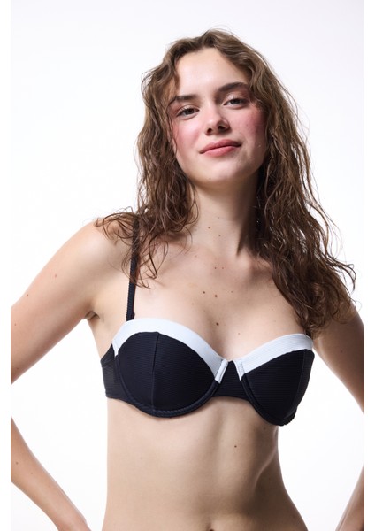 Siyah Nova Straplez Bikini Üstü