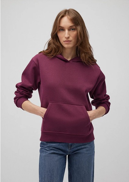 Kapüşonlu Bordo Basic Sweatshirt 167299-70670