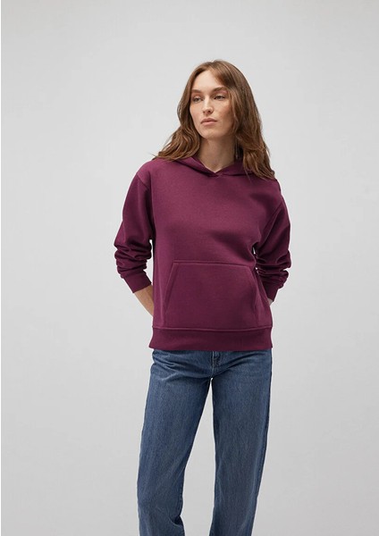 Kapüşonlu Bordo Basic Sweatshirt 167299-70670