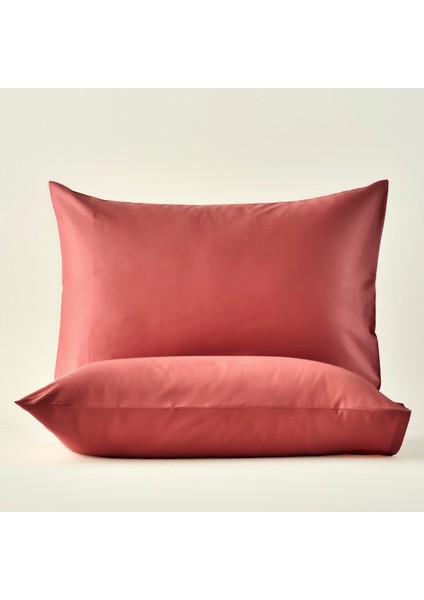 %100 Pamuk Saten Basic Standart 2'li Yastık Kılıfı Bordo (50X70 Cm)