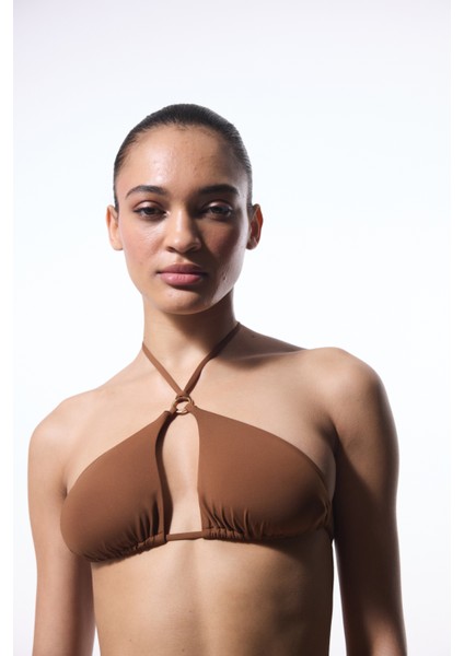 Kahverengi Libby Üçgen Bikini Üstü