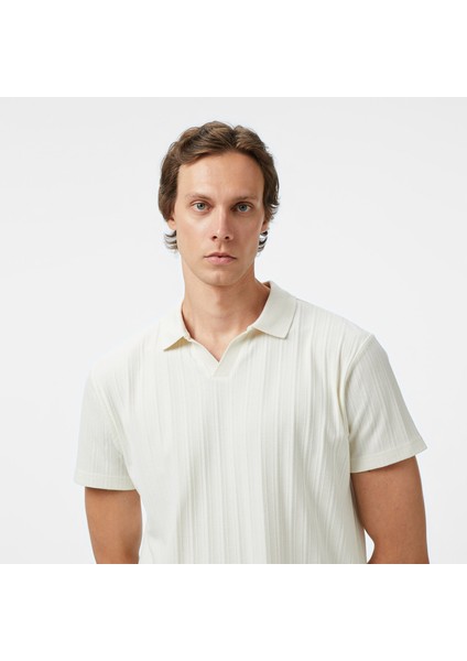 Erkek Krem Classic Fit Polo Yaka T-Shirt K55560T.1MA