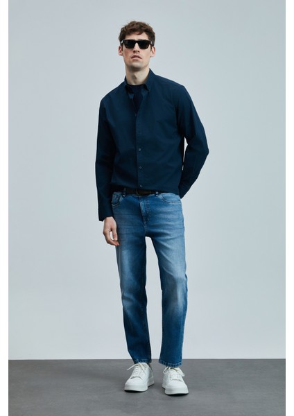 Lufian Ellery Erkek Basic Gömlek Regular Fit Lacivert