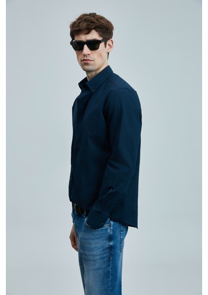 Lufian Ellery Erkek Basic Gömlek Regular Fit Lacivert