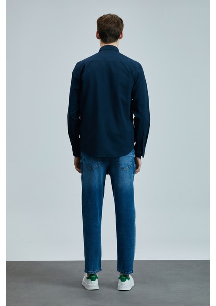 Lufian Ellery Erkek Basic Gömlek Regular Fit Lacivert