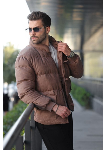 Vizon Düğmeli Dik Yaka Erkek Şişme Mont E7435 modelleri