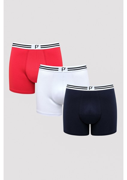 Erkek Pamuklu Renkli 3lü Boxer