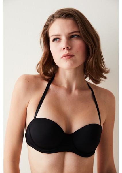 Dekoltemiz Multiway Siyah Dolgulu Push Up Sütyen