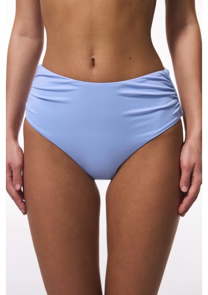 Açık Mavi High Shirred Yüksek Bel Bikini Altı