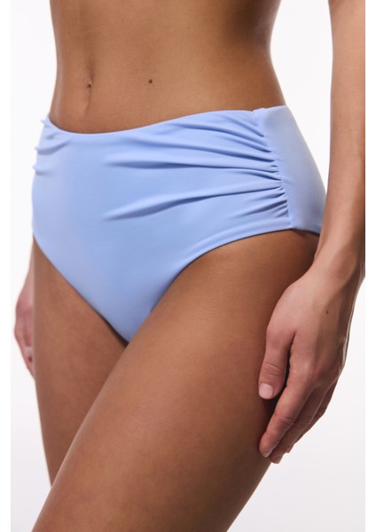 Açık Mavi High Shirred Yüksek Bel Bikini Altı