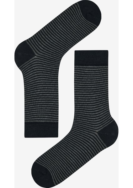 Erkek İnce Çizgili 5li Lacivert Soket Çorap